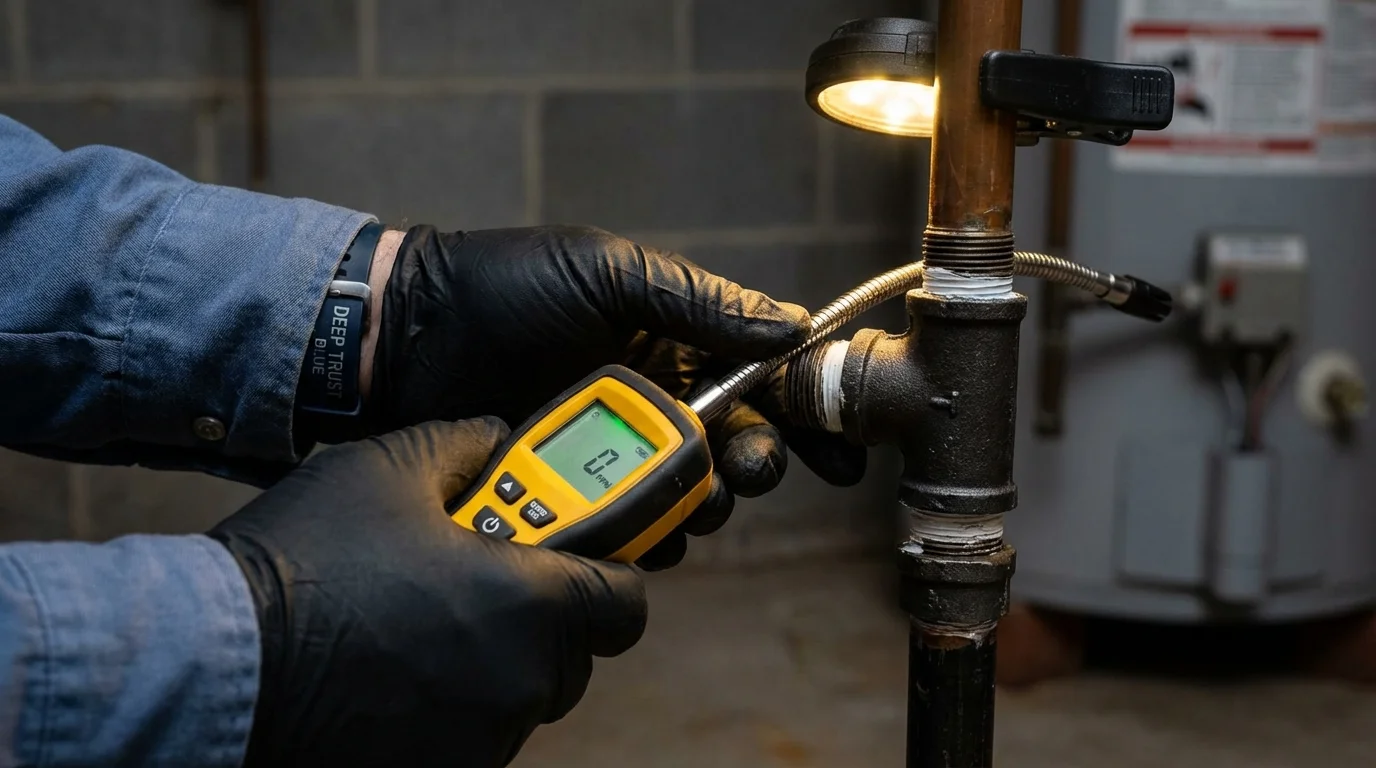 Gas leak detection with electronic sniffer by Johns Plumbing LLC in Williamsville
